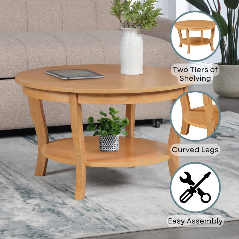 Carbin 30" Coffee Table with Shelf, Honey Oat