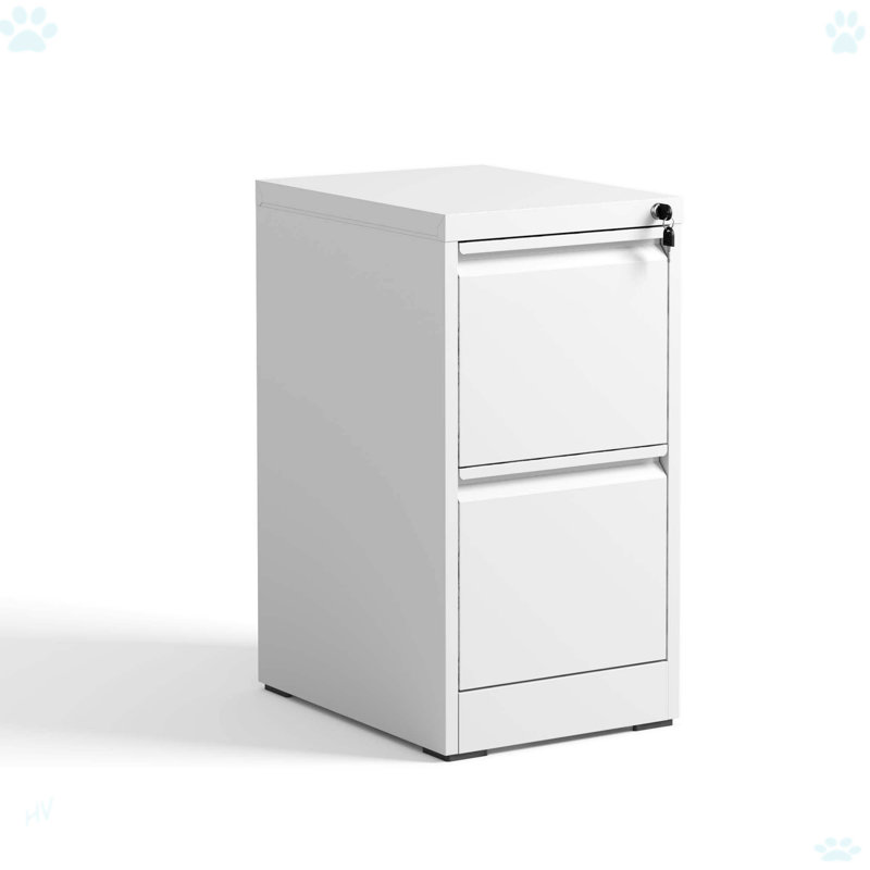2 Drawer Metal Vertical File Cabinet With Lock For Office Home, White