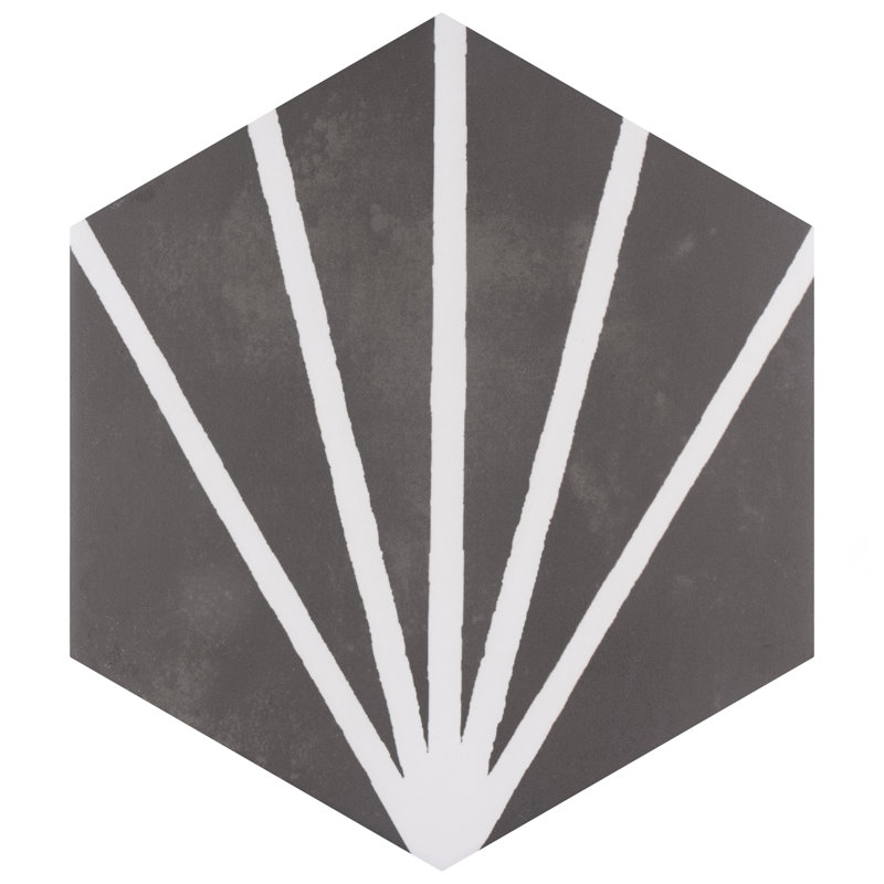 Horizon Dawn 7-3/4" x 9" Porcelain Patterned  Wall and Floor Tile, Nero