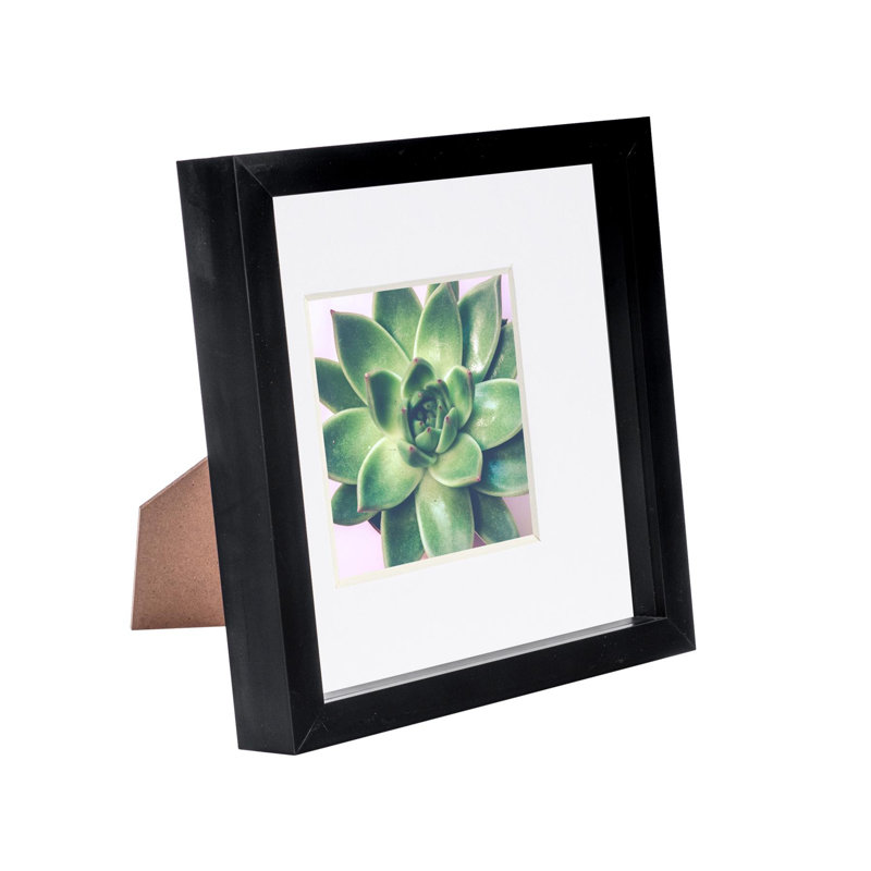 Nicola Spring - 3D Box Photo Frame with Mount, 22.5cm H x 22.5cm W x 3.5cm D, Dark Wood/Black