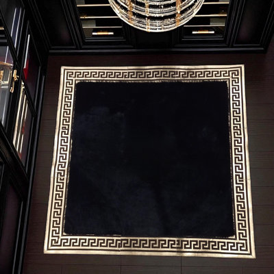 Tapis noir moelleux, tapis moelleux doré, taille personnalisée disponible