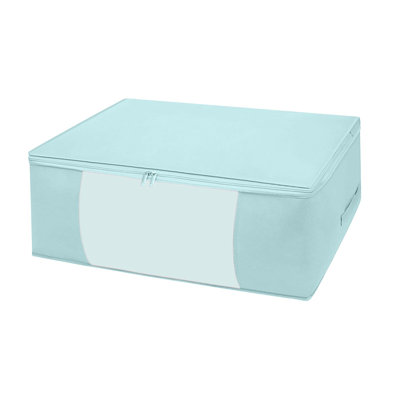Organisateur de sac de rangement à grande capacité avec poignée renforcée en tissu épais pour édredons, couvertures, literie, pliable avec fermeture à glissière robuste, fenêtre transparente