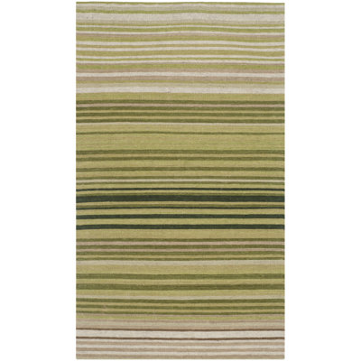 Cruz Hand Loomed Wool/Cotton Striped Rug in Green/Beige