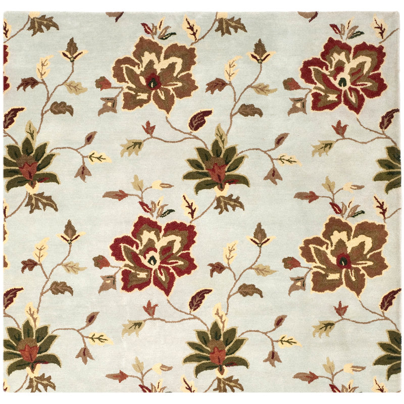 Handmade Multicolor Floral Wool Tufted Square Rug 6'x6'