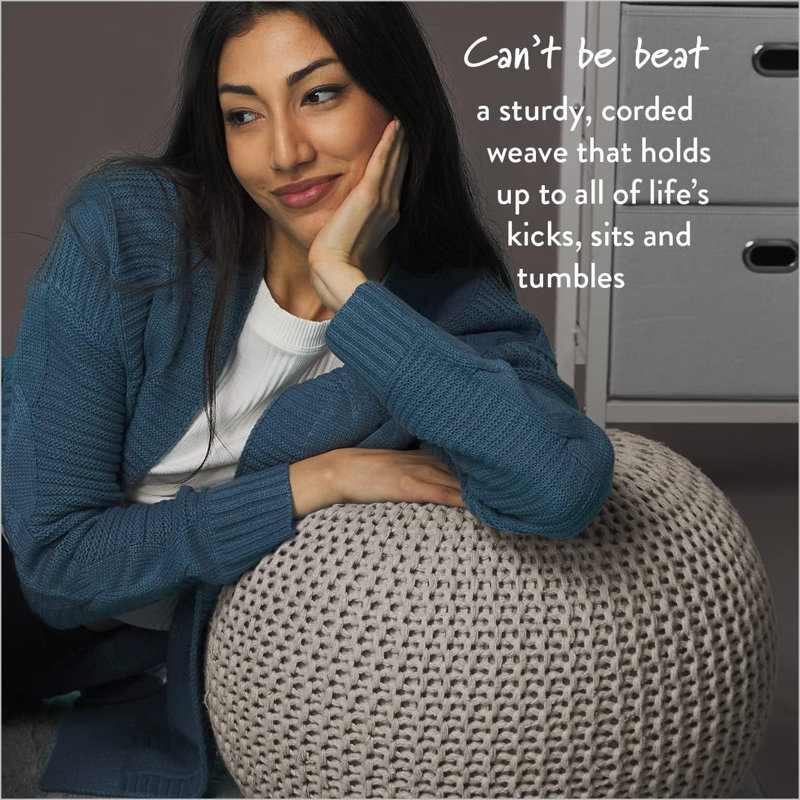 Bramble Upholstered Pouf, Taupe