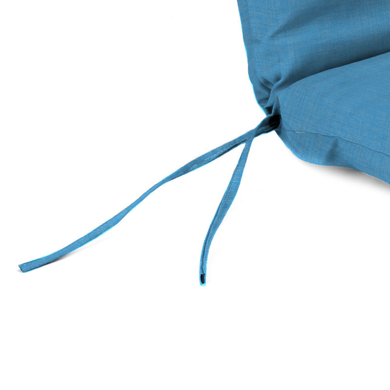 72" x 22" Outdoor Chaise Lounge Cushion with Ties and Loop, Ice Blue