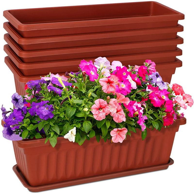 Boîte à fleurs pour fenêtre, boîte à fleurs rectangulaire 17 po, Rouge, 6