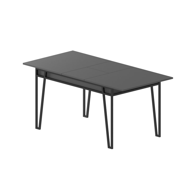 Modern Extendable Dining Table, 51.2 x 29.9 x 31.5 inches (Open: 66.9 x 29.9 x 31.5 inches) | 100% Melamine Coated Particle Board, 0.7 inches Thick | Sturdy Metal Legs, Perfect for Industrial & Contemporary Spaces