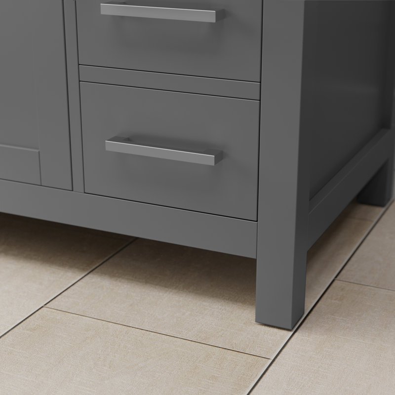 Beckett 48" Freestanding Single Bathroom Vanity with Quartz Top, Giotto Quartz, Matte Black, Dark Gray