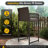 3 Piece Wicker Patio Bar Set with 2 Seat Cushions Glass Tabletop for Backyard