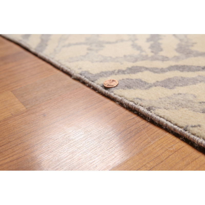 Tapis unique en laine noué à la main beige / gris 6 pi x 9 pi Naszir