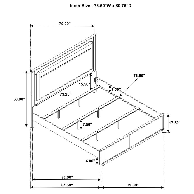 Lit à panneaux Bitterer Eastern King, Très grand lit