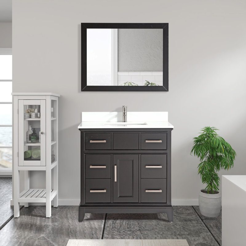 Ensemble de meuble-lavabo simple avec miroir 36 po Valor, Espresso