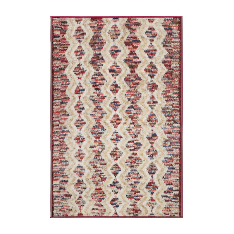 Tapis contemporain brun / crème, Rectangle 5 pi x 7 pi