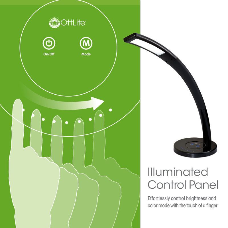Black Adjustable Arc Touch LED Desk Lamp with USB Port