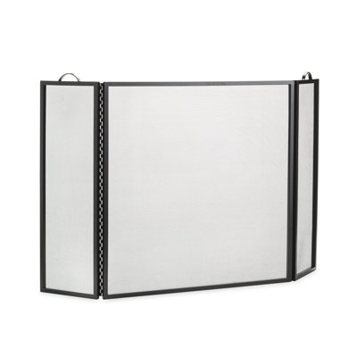 Classic Tri-Fold Flat-Guard Fire Screen - Black
