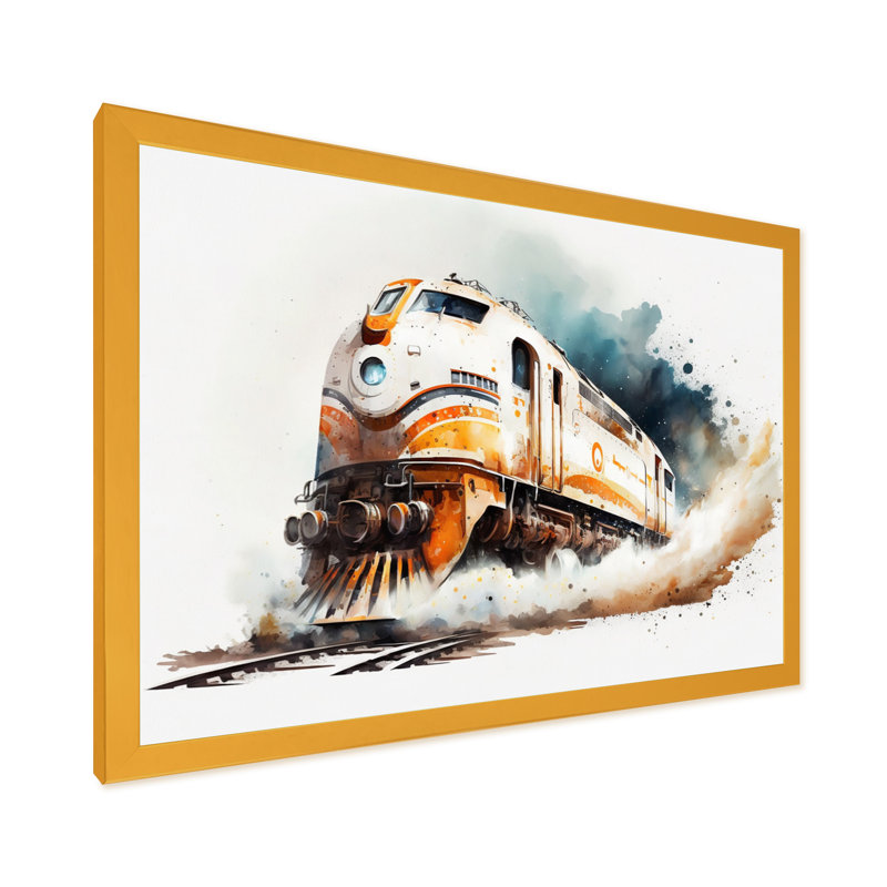 Train sur les rails - train de transport, reproduction d'art sur toile, L 20 po x H 12 po, Encadrement doré