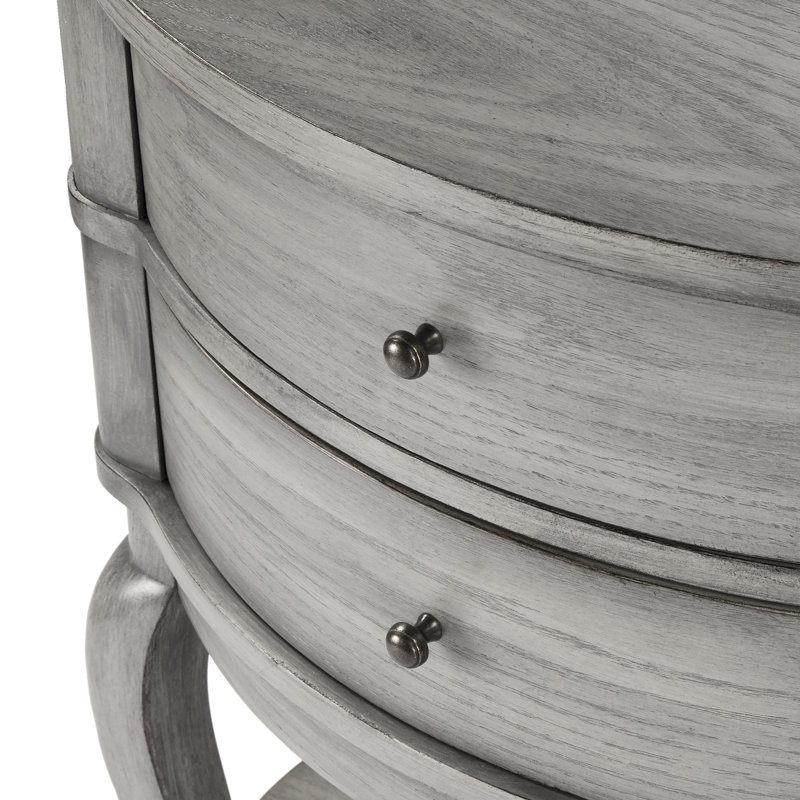 Jarvis Oval 2-Drawer Side Table, Gray