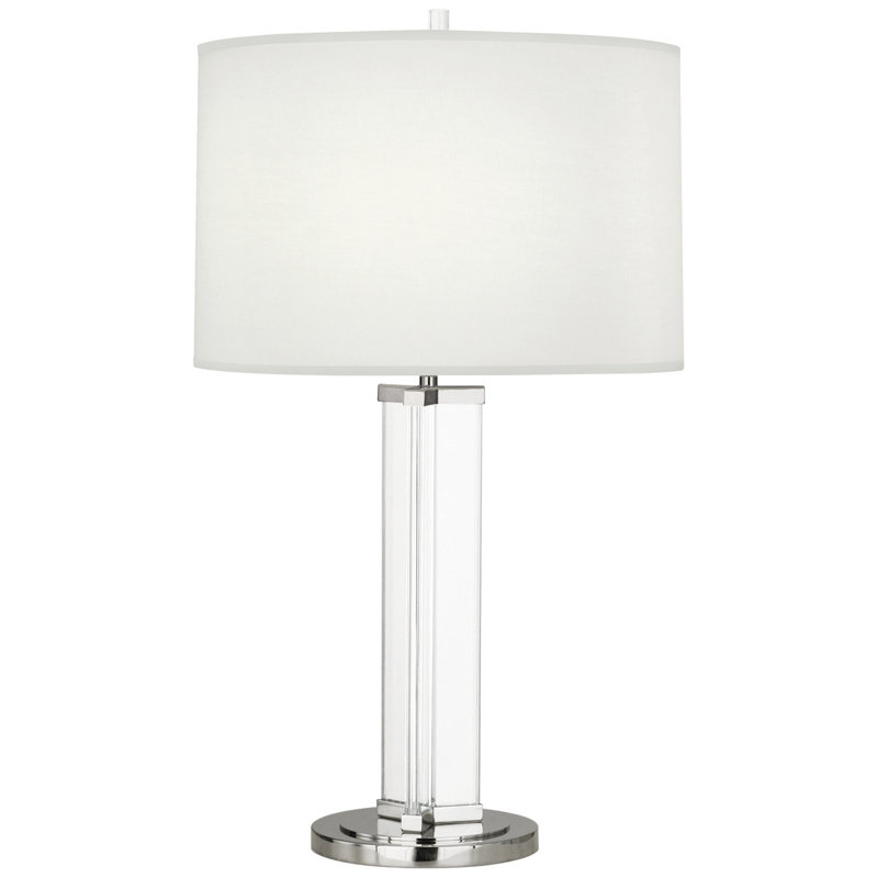 Lampe de table 29,25 po Fineas, Nickel poli, Blanc Ascot