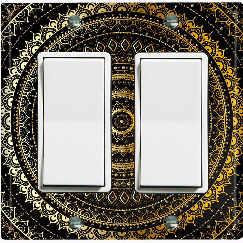 Orange Yellow Mandala Circle Patterned 2 - Gang Rocker Standard Wall Plate