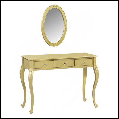 Meuble-lavabo de luxe avec miroir ovale, coiffeuse à 3 tiroirs pour le rangement des bijoux, console élégante pour le vestibule, salon et chambre à coucher, décoration intérieure élégante, argent