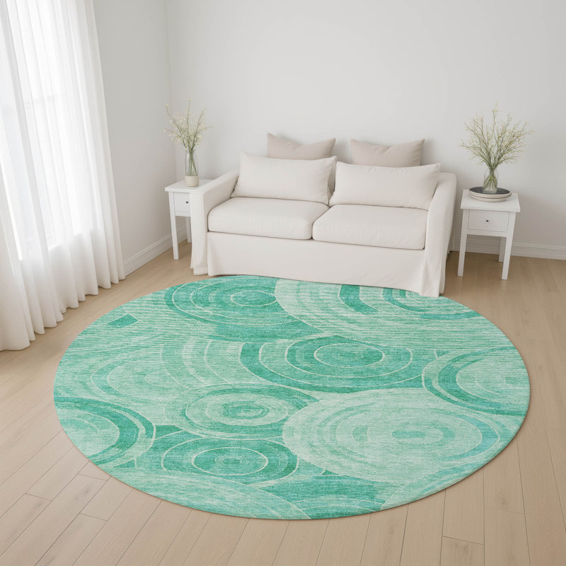 Premium Machine Washable Lubbers AMF1750 Geometric Rug, Round 8'