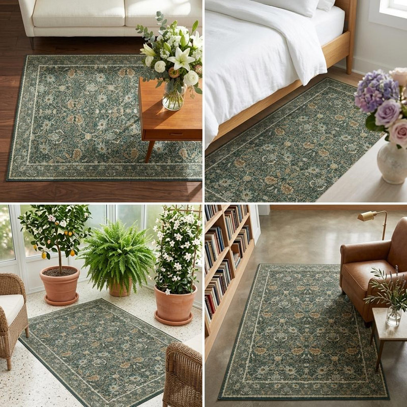 Vintage Area Rugs Boho Area Rug Washable Area Rug Carpet Non-Slip Backing Modern Design for Living Room Bedroom Dining Room Nursery Office Farmhouse