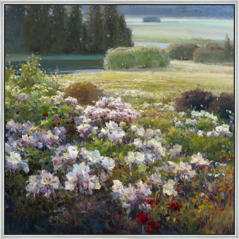 Valley Of Peonies Print, Silver, 26" H x 26" W