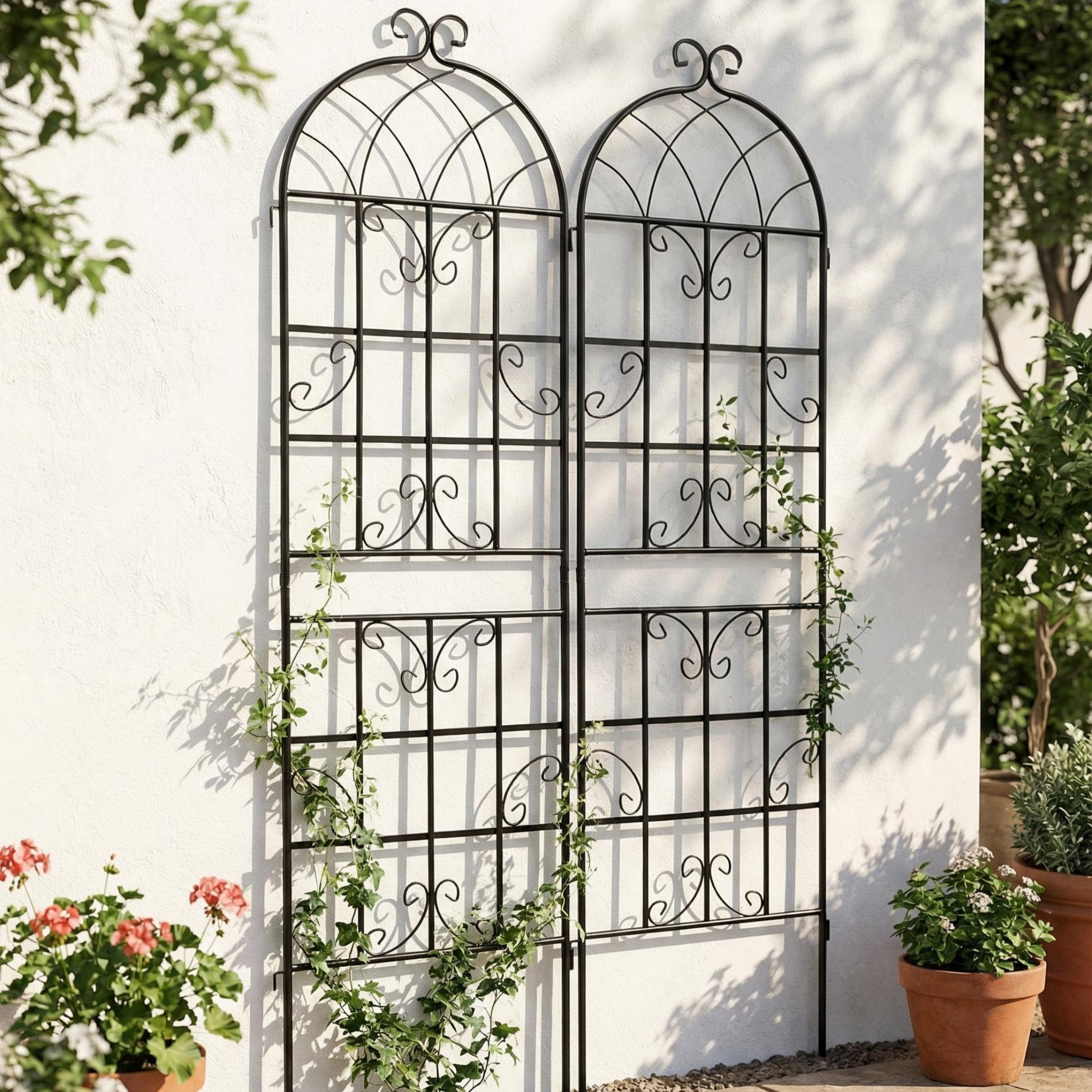Red Barrel Studio 4 Pack Metal Patio Rustproof Trellis for Climbing ...