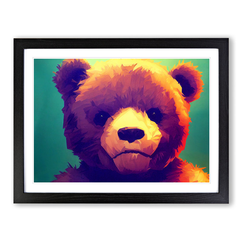 Teddy Bear - Single Picture Frame Print, Black, 46cm H x 64cm W