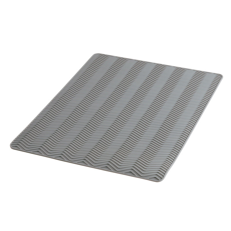 Large Gray Chevron Silicone Dish Drying Mat