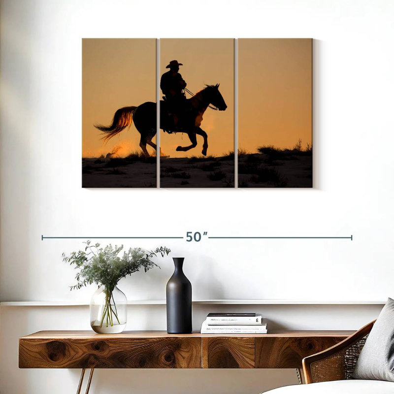 Lelar Cowboy On Horse, 24" H x 38" W