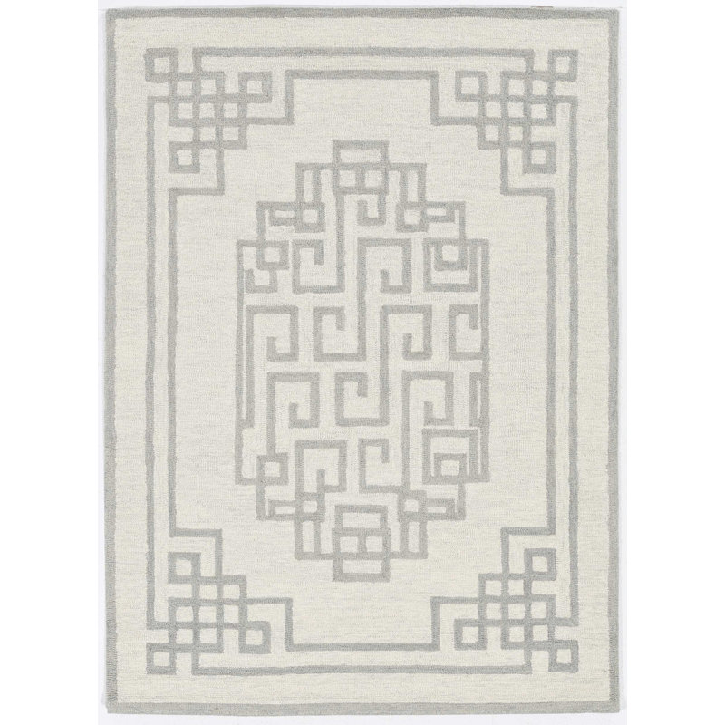 Tapis oriental en laine touffeté à la main Araban, Rectangulaire 3 pi x 5 pi, Ivoire / Gris