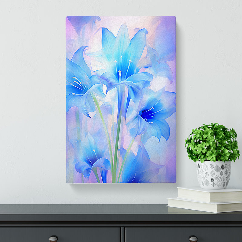 Bluebell Flower Futurism No.2 - No Frame Art Prints - Wrapped Canvas, 50cm H x 35cm W x 3cm D