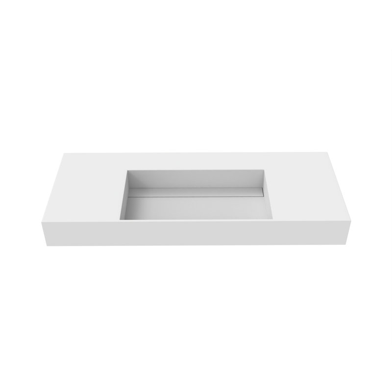 Lavabo de salle de bain mural 48 "avec bonde dissimulée pour robinets muraux Juniper - Blanc, Blanc