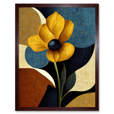 Autumnal Abstract Stem Flowers Artwork - Single Picture Frame Print