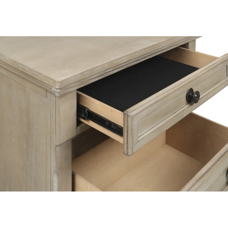 Aceves 28.75'' W Solid Wood Nightstand, Pewter