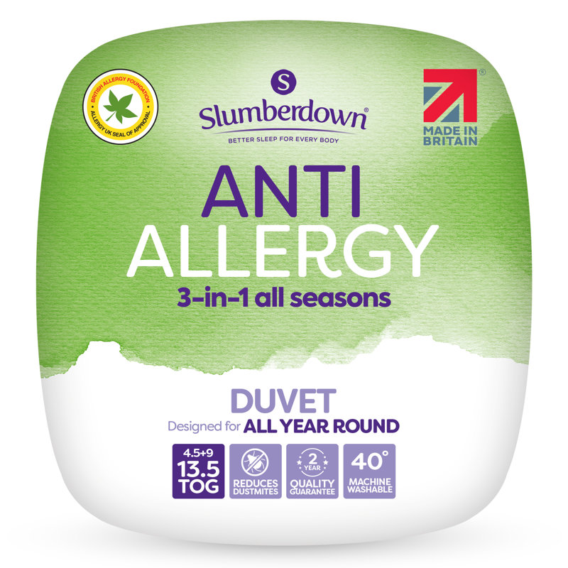 Slumberdown Anti Allergy 13.5 Tog All Seasons Duvet, Double