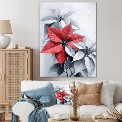 «Poinsettia Passion II» rouge et gris - reproduction sur toile