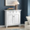 Armoire de rangement en bois massif avec 2 tiroirs et tablettes réglables Manervia