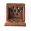 Élégant fauteuil club en microfibre brune avec piqûre en losange, garniture cloutée et pieds en bois de bouleau massif-289864352