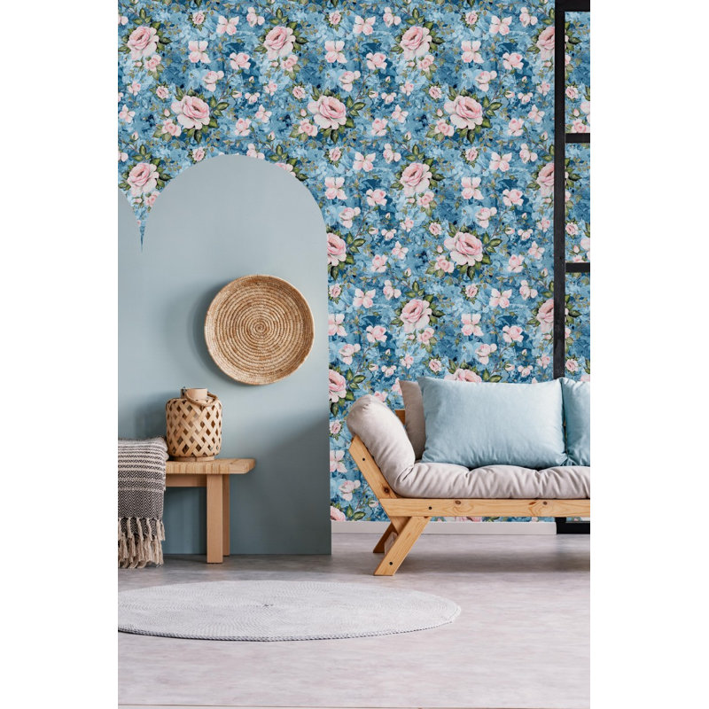 Panneau de papier peint floral, L 2,08 pi x L 10,42 pi