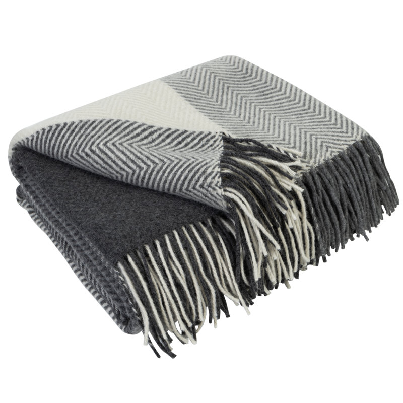 Merino Wool Blanket Gurekam, White/Gray
