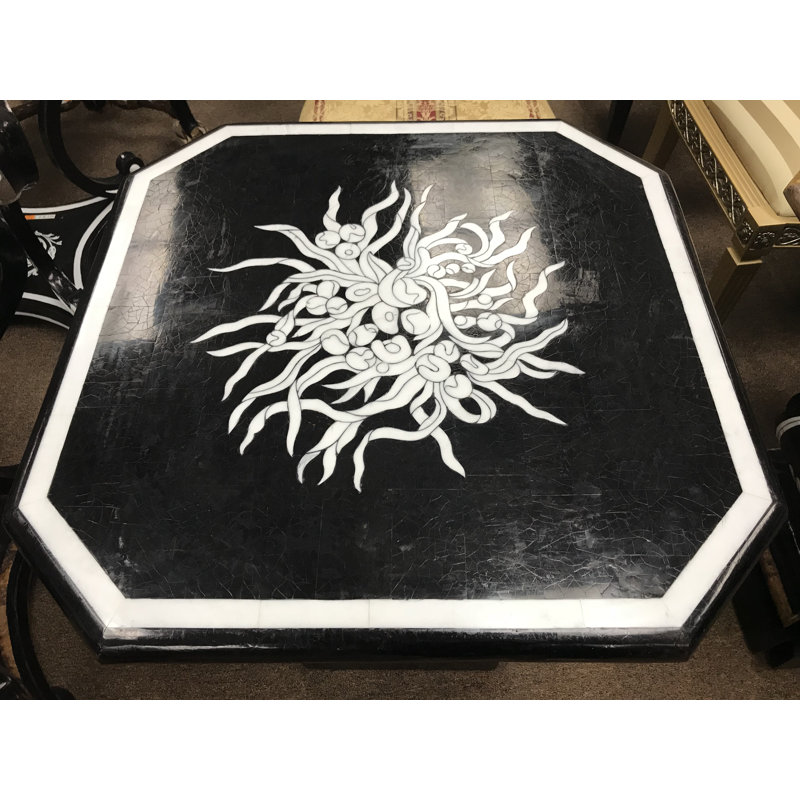 Handcrafted Square Marble and Mother of Pearl Inlay End Table