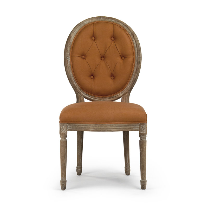 Asta 19'' H Tufted Linen Upholstered Side Chair, Orange
