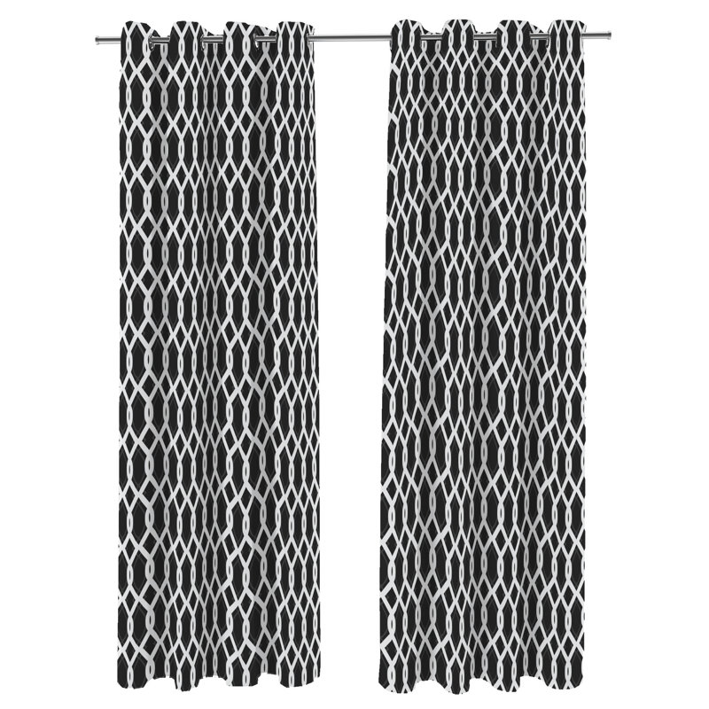 Solid 54" x 84" Grommet Semi-Sheer Outdoor Curtain Panel, Geometric Pompei, 54" W x 96" L