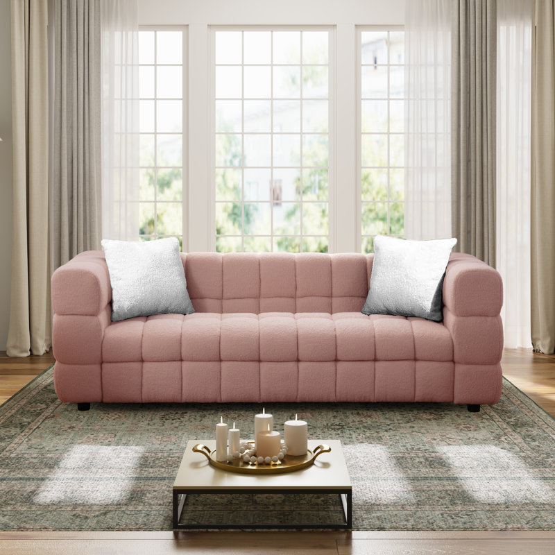 Cordish 81'' Upholstered Sofa With 2 Pillows, Pink