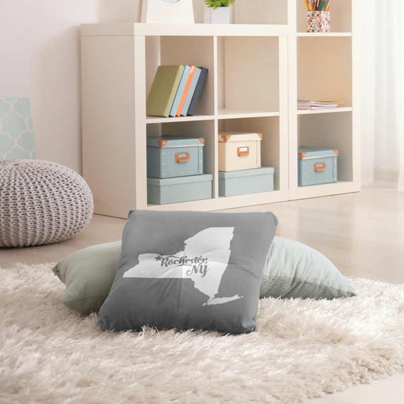 Coussin de plancher touffeté, 26 po x 26 po, Gris, Rochester