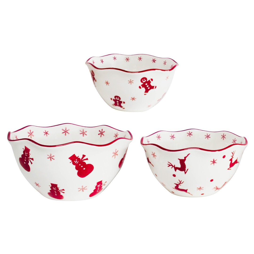 Winterfest 3 Piece Candy Bowl Set Euro Ceramica