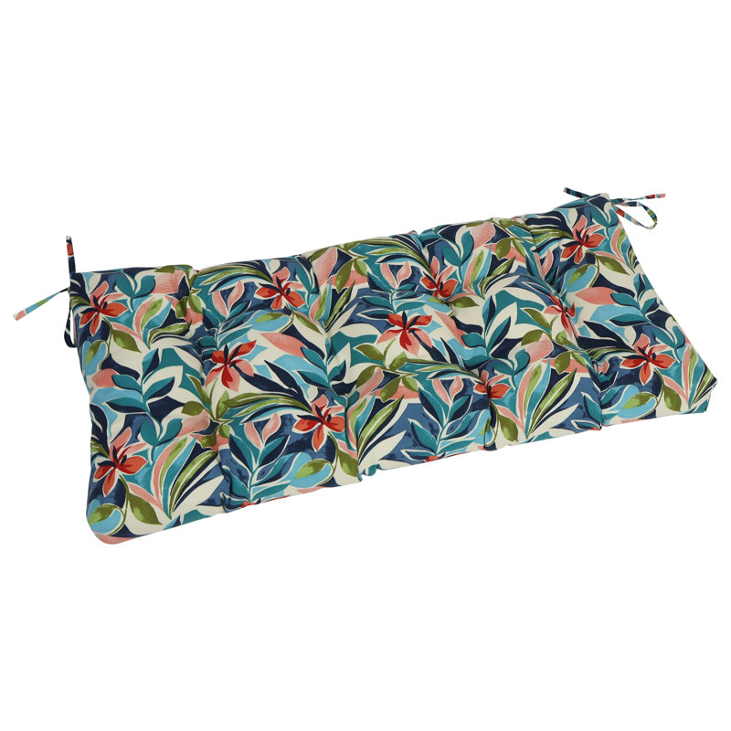 Outdoor 5'' Loveseat Seat Cushion, Ivory/Blue Floral